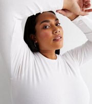 New Look Curves White Ribbed Jersey Crew Neck Bodysuit